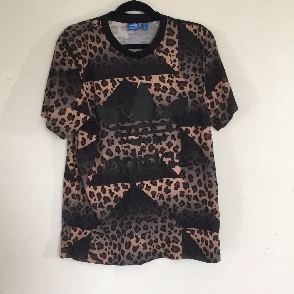 Adidas cheetah print logo Tee